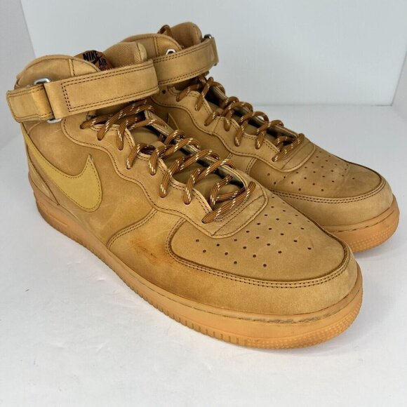 Nike Mens DJ9158-200 Tan Air Force 1 '07 Mid Flax Wheat Gum Size 15 Sneakers - Picture 9 of 9